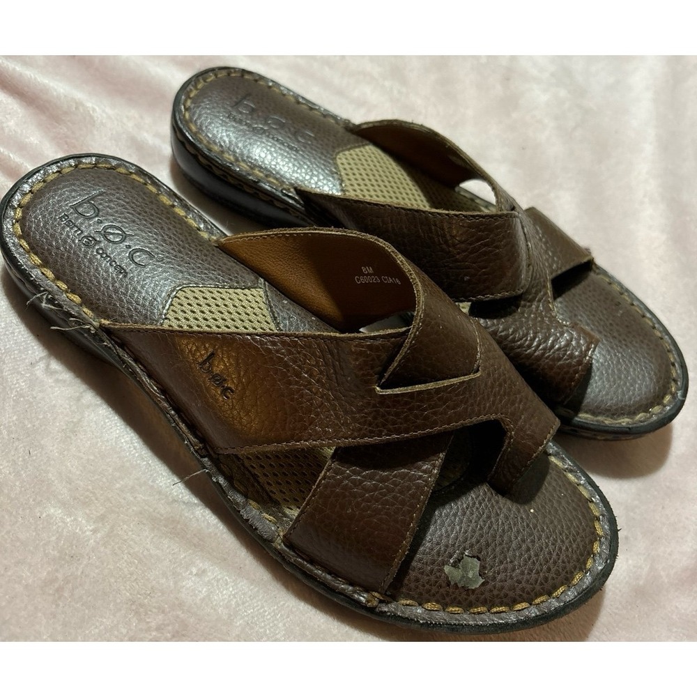 b.ø.c. Kalba Women's French Roast Full Grain Leather Sandals, Size 8‎
